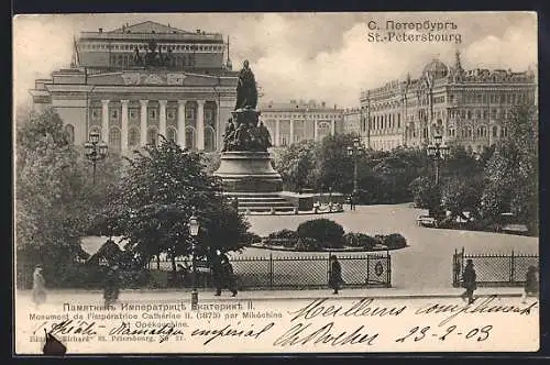 AK St. Pétersbourg, Monument de l`impératrice Cathérine II.