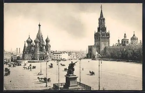 AK Moscou, Place Rouge et monument de Minine et Pojarsky