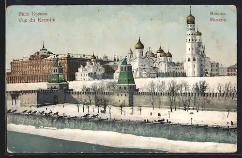 AK Moskau, Kremlin, Vue generale im Winter