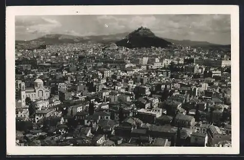 AK Athen, Panoramablick mit Lykabettos