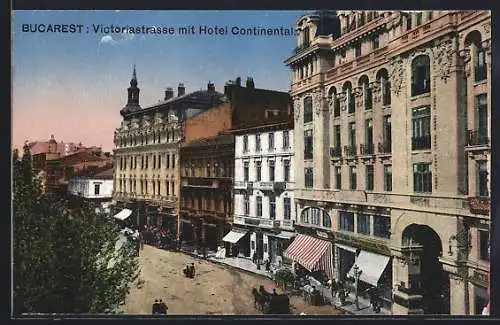 AK Bucarest, Victoriastrasse mit Hotel Continental