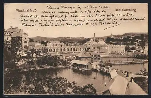 AK Bad Salzburg, Gebäude am Wasser