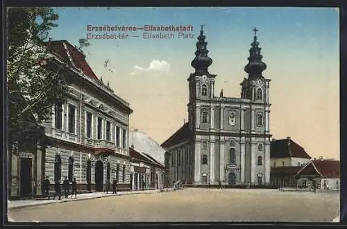 AK Elisabethstadt, Elisabeth Platz mit Kirche