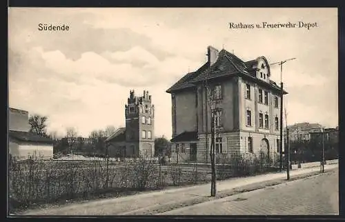 AK Berlin-Südende, Rathaus und Feuerwehr-Depot