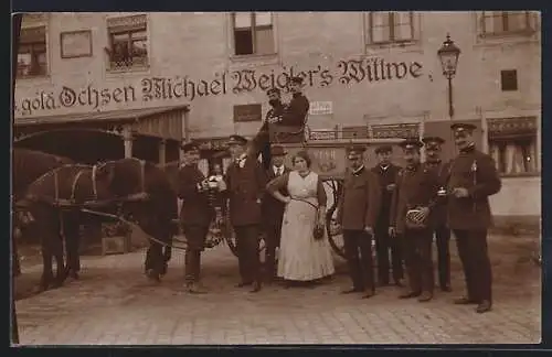 Foto-AK Roth am See, Gasthof zum Goldenen Ochsen mit Postablage