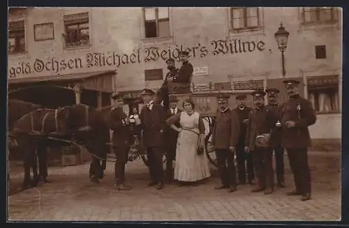 Foto-AK Roth am See, Gasthof zum Goldenen Ochsen mit Postablage