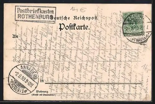 Lithographie Rothenburg / Kyffh., Gasthaus, Kyffhäuser Denkmal, Ruine Rothenburg