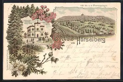 Lithographie Hörselberg, Restaurant von E. Meier auf dem Berg