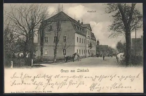 AK Limbach / Wilsdruff, Strassenpartie mit Gasthof