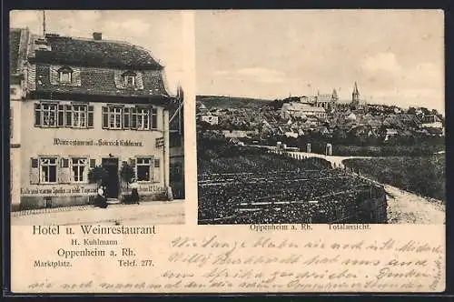 AK Oppenheim a. Rh., Hotel und Weinrestaurant am Marktplatz, Totalansicht