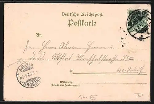 Lithographie Oderwitz, Gasthaus Spitzberge, Ortsansicht