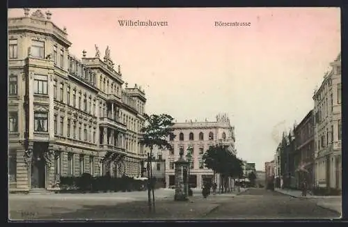 AK Wilhelmshaven, Börsenstrasse mit Geschäften und Litfasssäule