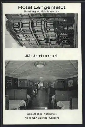 AK Hamburg-St.Georg, Hotel Lengenfeldt, Holzdamm 53, Inh. M. Preussler, Alstertunnel