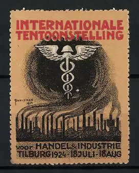 Reklamemarke Tilburg, Internationale Tentoonstelling voor Handel & Industrie 1924, Fabrikansicht, Hermesstab