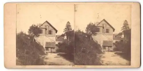 Stereo-Fotografie unbekannter Ort, Strasse zum Jägerhaus