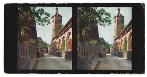 Stereo-Fotografie Chromoplast No. 317, Ansicht Rothenburg, Strasse am Klingentor