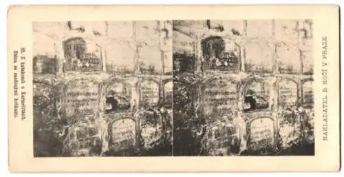 9 Stereo-Fotografien Nakladatel B. Koci, Prace, Ansicht Prag - Praha, Katakomben, Schloss, Panorama, Gymnasium u.a.