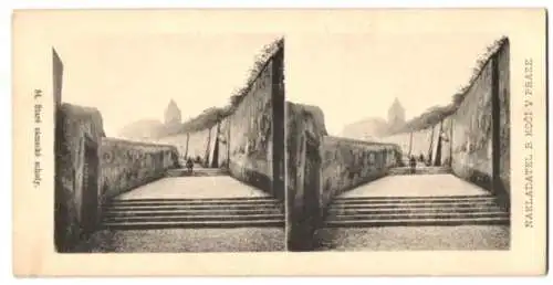 9 Stereo-Fotografien Nakladatel B. Koci, Prace, Ansicht Prag - Praha, Katakomben, Schloss, Panorama, Gymnasium u.a.