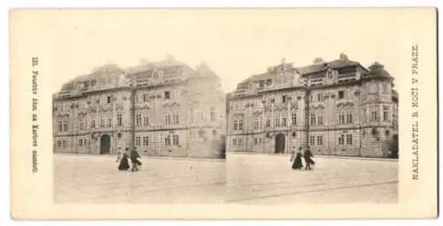 9 Stereo-Fotografien Nakladatel B. Koci, Prace, Ansicht Prag - Praha, Katakomben, Schloss, Panorama, Gymnasium u.a.