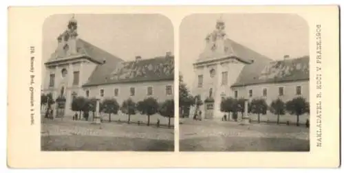 9 Stereo-Fotografien Nakladatel B. Koci, Prace, Ansicht Prag - Praha, Katakomben, Schloss, Panorama, Gymnasium u.a.