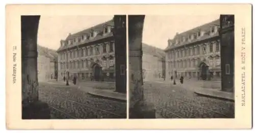 9 Stereo-Fotografien Nakladatel B. Koci, Prace, Ansicht Prag - Praha, Katakomben, Schloss, Panorama, Gymnasium u.a.