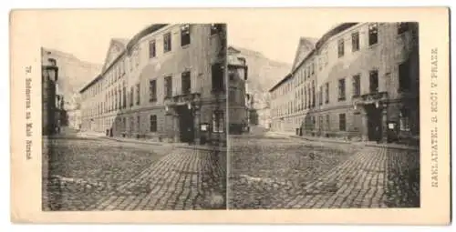 9 Stereo-Fotografien Nakladatel B. Koci, Prace, Ansicht Prag - Praha, Katakomben, Schloss, Panorama, Gymnasium u.a.