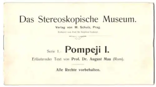 10 Stereo-Fotografien Prof. Dr. Siegfried Lederer, Ansicht Pompeji, Text Stereokopisches Museum Prag, Forum, Capitol u.a