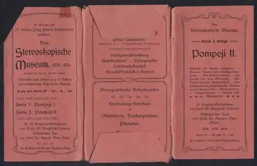 10 Stereo-Fotografien Prof. Dr. Siegfried Lederer, Ansicht Pompeji, Text Stereokopisches Museum Prag, Forum, Capitol u.a