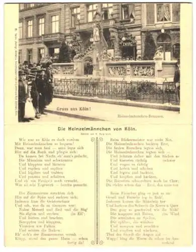 Klapp-AK Köln, Der Heinzelmännchen-Brunnen mit Gedicht