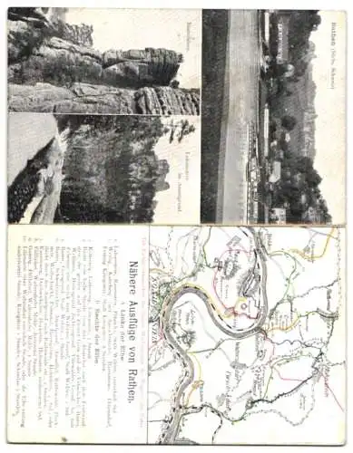 Klapp-AK Rathen /Sächs. Schweiz, Gasthaus Erbgericht, Bes. E. Kayser, Landkarte