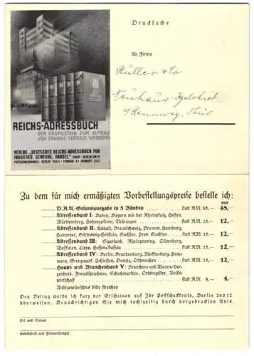 Klapp-AK Berlin, Korrespondenzkarte Verlag Deutsches Reichs-Addressbuch für Industrie, Gewerbe, Handel, 