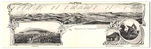 Klapp-AK Hohenstaufen, Gebirgspanorama, Schutzhütte auf dem Hohenstaufen, Barbarossakirche