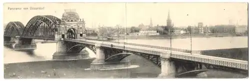 Klapp-AK Düsseldorf, Panorama mit Brücke