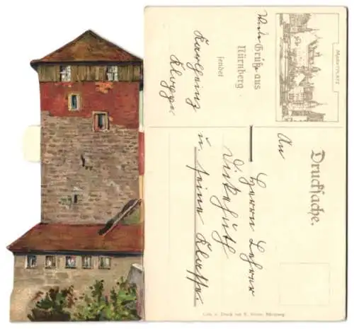 Klapp-AK Nürnberg, Fünfeckiger Turm mit Luginsland und Kaiserstallung, Museum darin