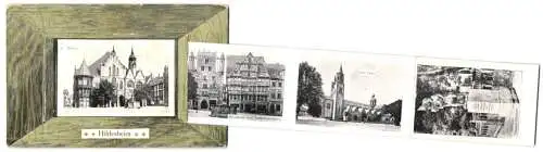 Leporello-AK Hildesheim, Rathaus, 1000-jähriger Rosenstock, Knochenhauer-Amtshaus, Wedekind- und Tempelherrenhaus