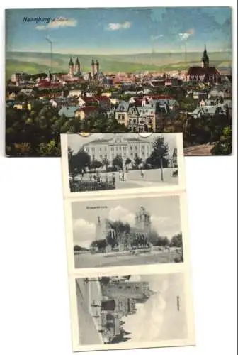 Leporello-AK Naumburg a. Saale, Gesamtansicht, Bahnhof, Dom, Kaiser Wilhelmplatz, Rathhaus, Kadettenanstalt