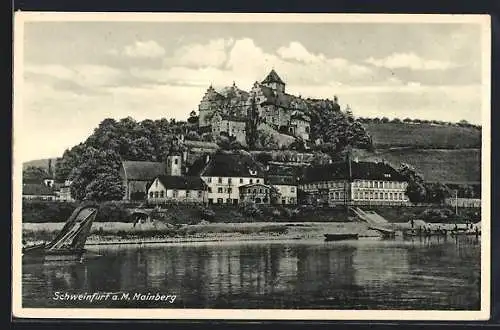 AK Mainberg bei Schweinfurt a. M., Blick über den Main zu Mainberg mit Schloss