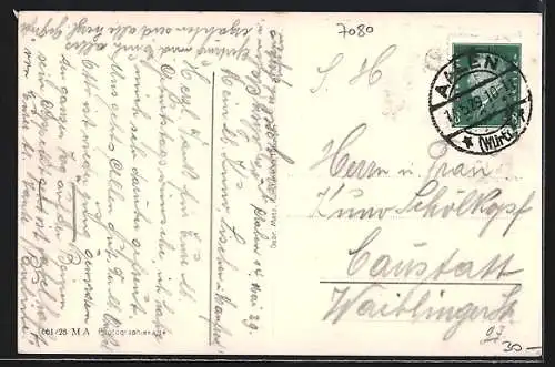 AK Aalen, Panorama vom Wald aus gesehen