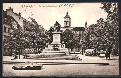 AK Schweinfurt, Marktplatz mit Rückert-Denkmal