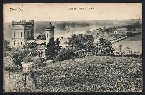 AK Schweinfurt, Blick auf Main und Stadt