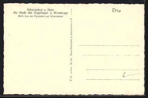 AK Schweinfurt a. Main, Blick von der Peterstirn auf den Ort