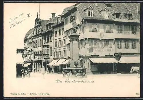 AK Freiburg i. B., Bertholdsbrunnen in der Kaiserstrasse