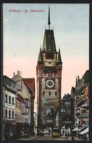 AK Freiburg i. B., Blick auf das Martinstor, Kaiserstrasse