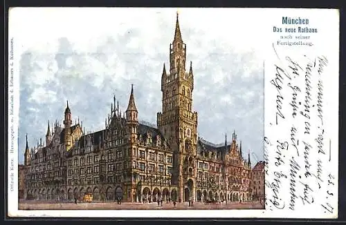 Künstler-AK München-Au, Das neue Rathaus