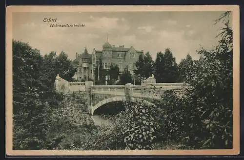 AK Erfurt, Hohenzollernbrücke mit Skulpturen