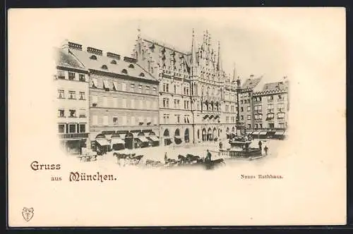 AK München-Au, Neues Rathaus mit Geschäften