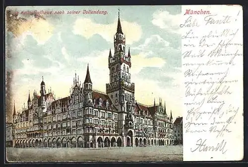 AK München-Au, Blick auf das neue Rathaus