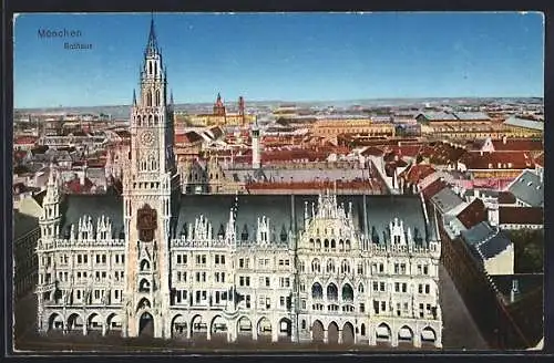 AK München-Au, Das Rathaus aus der Vogelschau