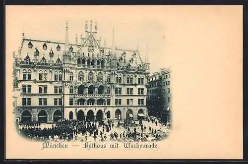 AK München-Au, Rathaus mit Wachparade