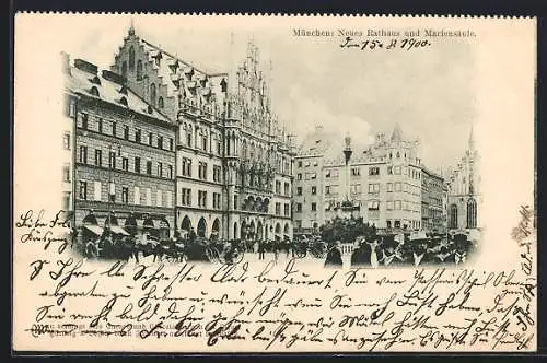 AK München-Au, Neues Rathaus und Mariensäule